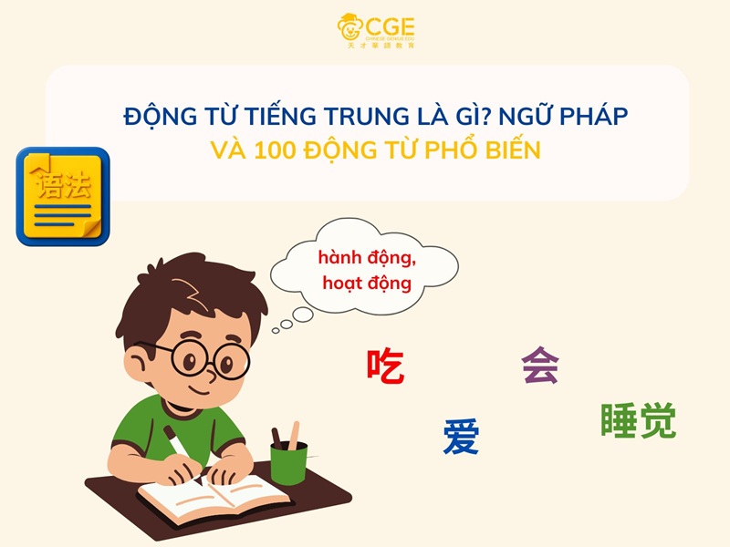 Động từ tiếng Trung là gì? Tổng hợp ngữ pháp và 100 động từ thông dụng