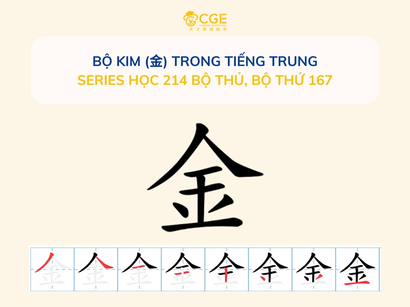 Bộ Kim (金) Trong Tiếng Trung - Series học 214 bộ thủ, Bộ thứ 167